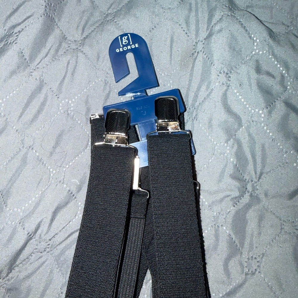 George Black Elastic Suspenders with Silver Clips